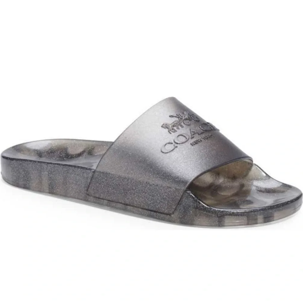 COACH Ulyssa Clear Grey Silver Transparent Jelly Rubber Slides Size 10/11